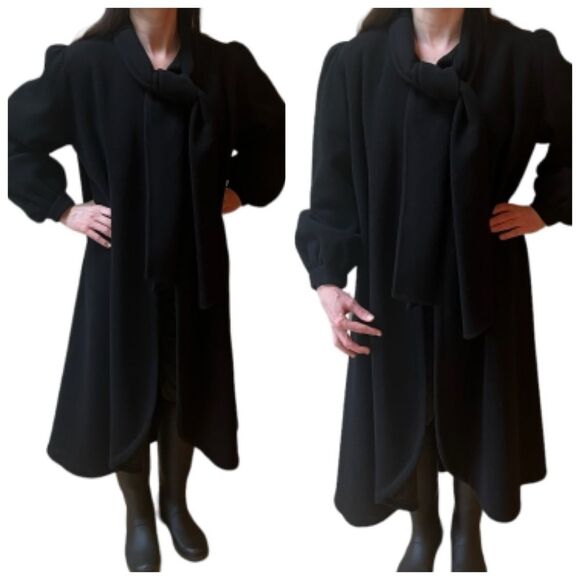 Vintage 1950’s Anglo Fabrics Black Wool Swing Coat - Picture 12 of 16